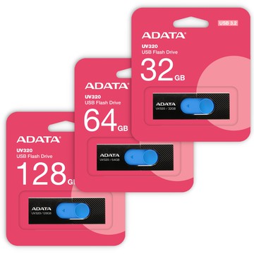 ADATA威剛 UV320 時尚黑 亮麗白 32G 64G 128G USB 3.2 高速 隨身碟 原廠公司貨 廠商直送
