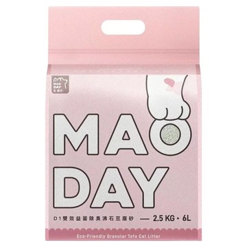 MAODAY 毛商行 D1 雙效益菌除臭沸石豆腐砂 6L  1包  2.5kg  無香