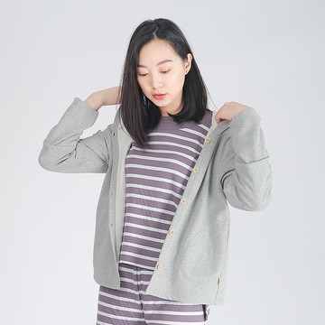 UMORFIL膠原蛋白毛呢外套/居家服-麻花灰