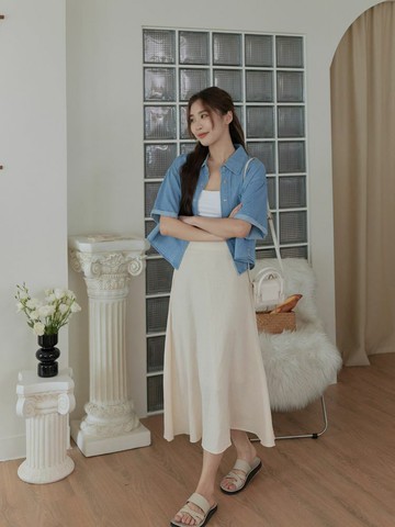 垂墜感極顯瘦棉麻長裙