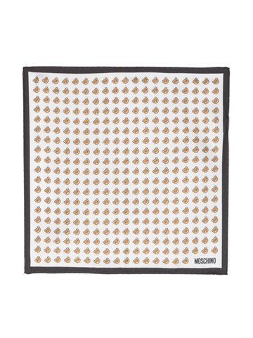 Moschino - Teddy Bear-print organic silk pocket square - unisex - Organic Silk - One Size - White