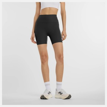 NEW BALANCE 短褲 NB 黑 螺紋 休閒 瑜珈 緊身褲 女 WS53153BK