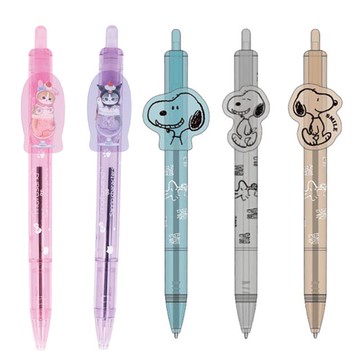 小禮堂 透明筆桿黑色原子筆 0.7mm 貓福珊迪 x 三麗鷗 史努比