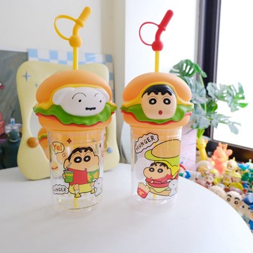 《蠟筆小新》療癒時光♥︎｜漢堡造型Tritan吸管杯