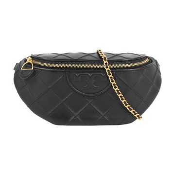 TORY BURCH Fleming 納帕皮革拉鍊腰包(黑色)