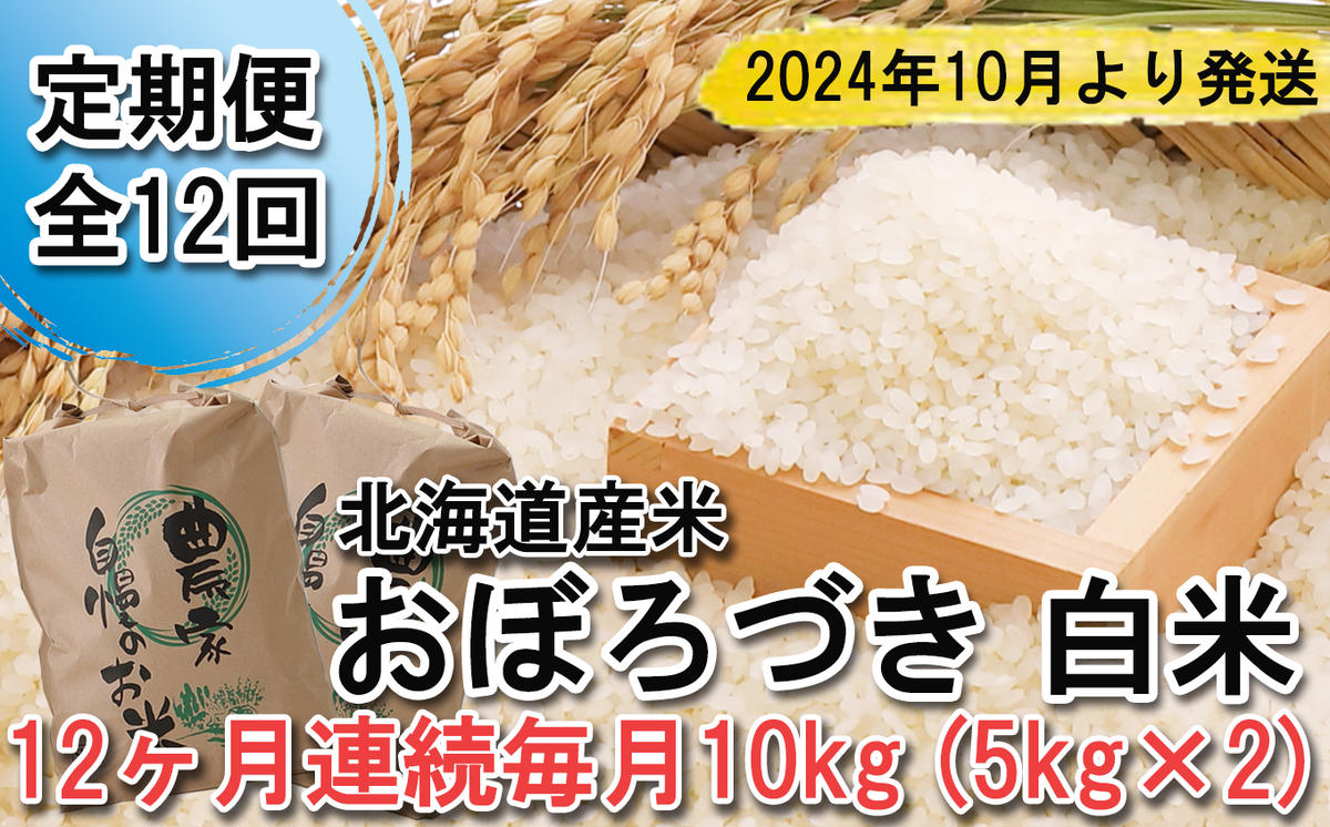 ＜ 予約 定期便 全12回 ＞ 北海道産 希少米 おぼろづき 白米 計 10kg (5kg×2) ＜2024年10月より配送＞