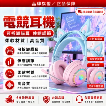 隔日達🎧全網獨家定制 電競耳機🎧頭戴式耳機 遊戲耳機 電腦耳機 有線耳機 降噪 麥克風 耳罩式耳機 貓耳耳機 發光耳機