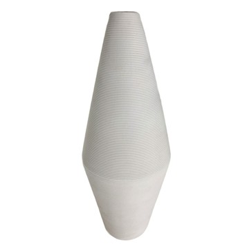 KUIBAO 快豹生活 Clause 北歐簡約素胚花瓶  口徑3 x 直徑14.5 x 高36.5cm  螺紋菱格白