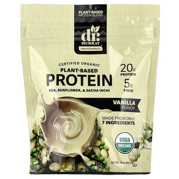 Dr. Murray's, Organic Plant-Based Protein, Vanilla, 16 oz (453.59 g)