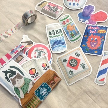防水特大貼紙-招牌與零嘴 台灣味 復古 行李箱貼紙