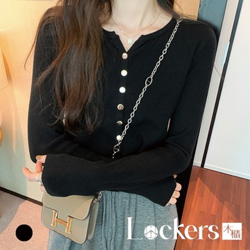 【Lockers 木櫃】秋冬慵懶長袖開襟上衣 L113120301