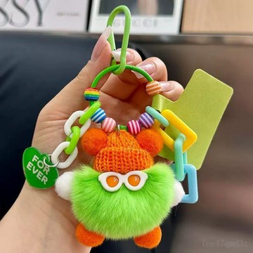 台灣現🔥貨多巴胺煤球怪獸玩偶掛件diy鑰匙扣可愛毛絨公仔包包背包手機掛飾