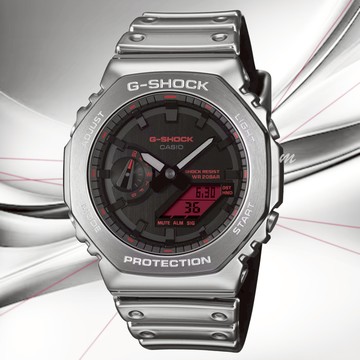 CASIO 卡西歐 G-SHOCK 銀色未來感 雙顯錶 GM-2100YRA-8A