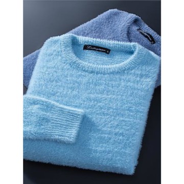 針織衫男秋季潮牌水貂絨毛毛衣長袖上衣服冬季內搭打底衫男款t恤