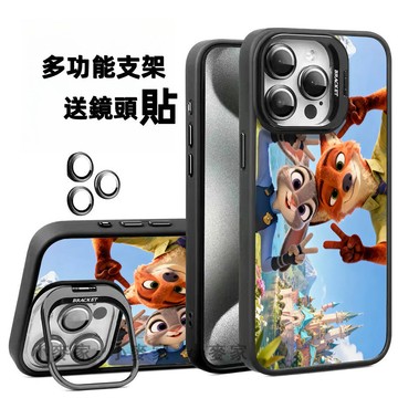 《卡通朱迪尼克》 磁吸鏡頭金屬支架手機殼 iPhone 17 16 15 14 13 12 11 Pro Max保護殼