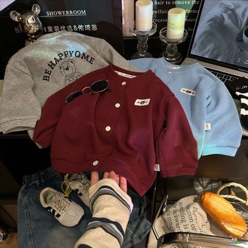 新款春秋季男女童秋款卡通開衫印花外套女寶時髦洋氣寶寶針織衫中小男女童春秋長袖外套 中小男女童薄款外衣
