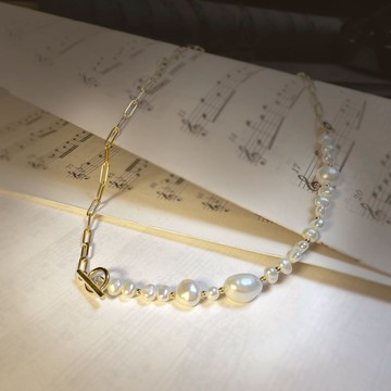 巴洛克珍珠316醫療鋼項鍊/謝師禮首選 14K金色 珍珠項鍊  禮物