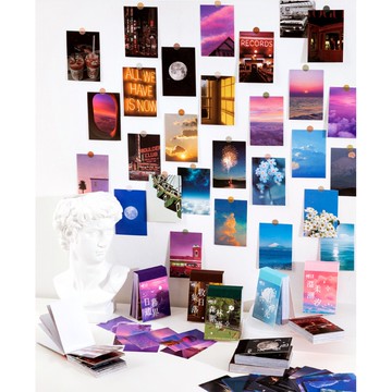 🍋檸檬青🍋 台灣現貨超美INS風景路過人間系列貼紙本8款50張入豆豆本貼紙手帳裝飾素材