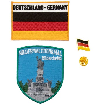 DIY破洞縫補丁貼 三件組夏瓦爾德紀念碑刺繡＋德國國旗刺繡+徽章 布章 臂章 補丁布貼 時尚衣服貼 男牛仔褲子補丁百搭刺繡貼