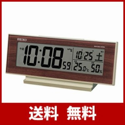 セイコークロック 03:薄金色パール・一部木目 8.3×20.6×5.0cm 置き時計 目覚まし時計 卓上時計 テーブルクロック 常時点灯 SQ788B