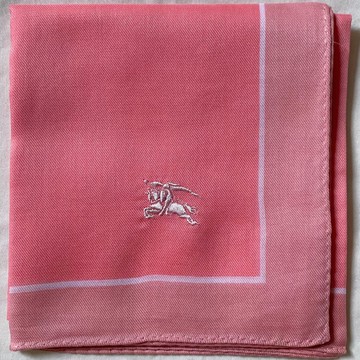 復古 Burberry 粉色純棉手帕 男女皆宜 頭巾 口袋巾 方巾