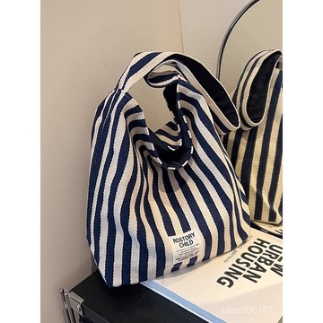 好貨下殺🌈設計感包 條紋慵懶休閒大容量上班通懃單肩包 韓國包包 側背包 斜背包 託特包 水桶包 帆布袋 肩背包 乞丐包