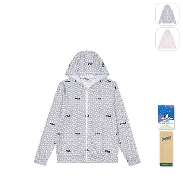 【FILA】女性 滿版LOGO 吸濕排汗 針織連帽外套-丈青 5JKY-1725-WT