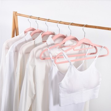 收納職人 無痕防滑42cm植絨衣架50入_5色任選 - 質感白
