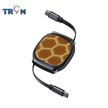 TRON 100W Type-C 伸縮快充線 1M 鈦黑色 動物紋 4檔長度調整 可充筆電 適用i15以上手機 平板
