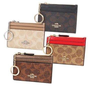 COACH 經典LOGO緹花皮革卡夾鑰匙零錢包 (多款可選)