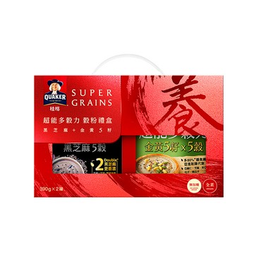 桂格 超能多穀力穀粉禮盒 (黑芝麻5穀390g+金黃5籽5穀390g)