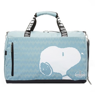 SNOOPY 史努比 旅行袋  53 x 25 x 34cm  查理布朗底紋 灰色