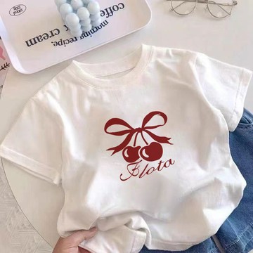 Healthy baby 短袖新款夏季童裝抽繩上衣夏裝T恤寶寶女童純棉兒童中小洋氣半袖短袖 T恤 女童短袖 儿童上衣