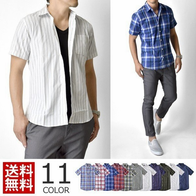 カジュアルシャツ メンズ 半袖 チェック柄 ブロード 父の日 開襟シャツ セール Mens 通販 Lineポイント最大0 5 Get Lineショッピング