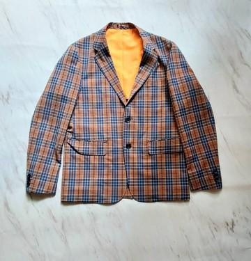 英倫風格 老紳士西裝 TAKEO KIKUCHI 菊池武夫 咖啡藍格紋老西裝