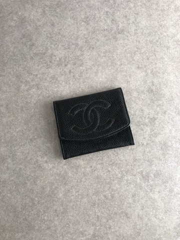 【 日本直送 名牌中古包 】CHANEL 香奈兒 零錢包 黑色 經典雙C LOGO 魚子醬皮革 零錢收納包 vintage 古著 5byxkp