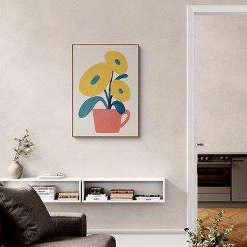 藝術掛畫｜Erdy | 杯子裡的太陽花 - 黑胡桃色鋁框