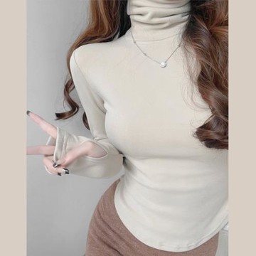 雙面德絨高領內搭打底衫女秋冬2025新款緊身保暖純欲茶藝長袖上衣