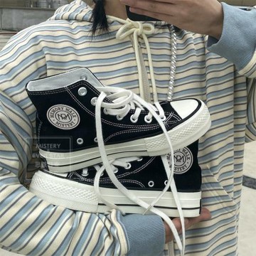 復古韓版學生厚底高幫帆布鞋