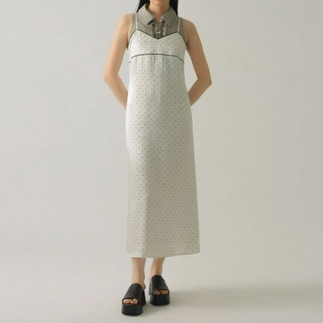 Ray BEAMS / 女裝 棉緞 圓點 吊帶 洋裝