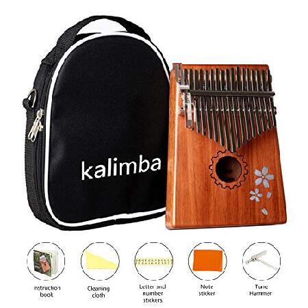 Kalimba Thumb Piano 17 Keys Solid Wood With Thumb Piano Carry Case, Cloth Tuning Kit Hammer, Thumb Piano Music Book, Thumb Piano Accessories, Gift for