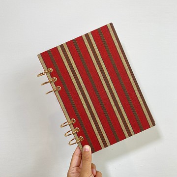 橘黃條紋 - A5 / A6 6孔活頁本 封面可水洗  無時效 行事曆 手帳