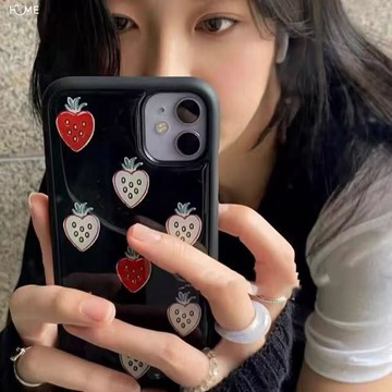 滴膠創意簡約甜酷草莓適用蘋果17pro女iPhone161514131211手機殼