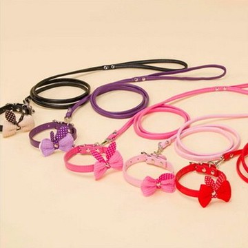 現貨+預購 狗牽繩 寵物拉繩-毛線蝴蝶結適小型犬PU皮 寵物用品5色72ao8【獨家進口】【米蘭精品】