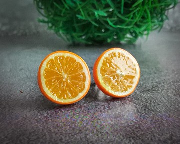橙色搞笑耳釘和別針是水果柑橘古怪古怪的耳環