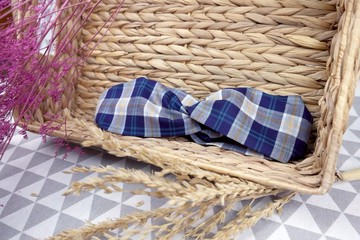 //髮帶// 藍綠格紋