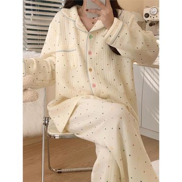 棉睡衣女款秋冬季加厚2025新款純棉空氣棉套裝長袖日系大碼家居服