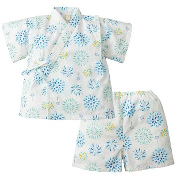 akachan honpo - 兩件式甚平-煙火-白色-日本製