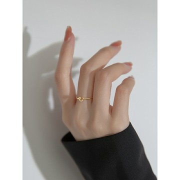 福雅軒 s925銀小清新夏季鏤空愛心線條戒指女式日韓版簡約手飾品