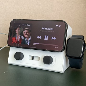 🔥免運🔥iPhone桌面時鐘支架 手機立架 創意底座 3D打印 待機顯示 夜鐘 床頭鐘 多功能支架 支持iPhone